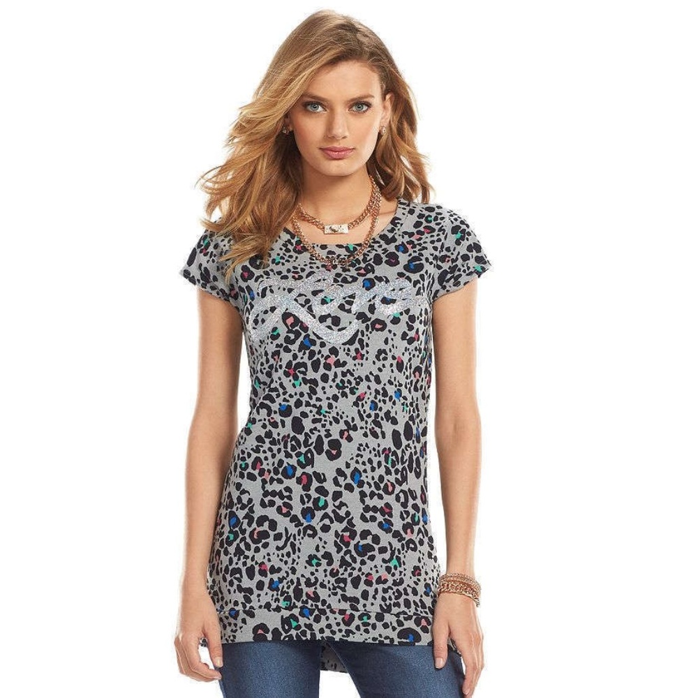 Juicy Couture Leopard Print LOVE Graphic Tunic Tee